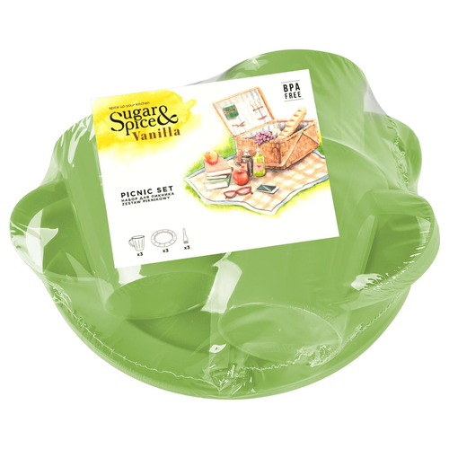 Набор для пикника Sugar&Spice Vanilla на 3 персоны (9 предметов) фисташка, изображение