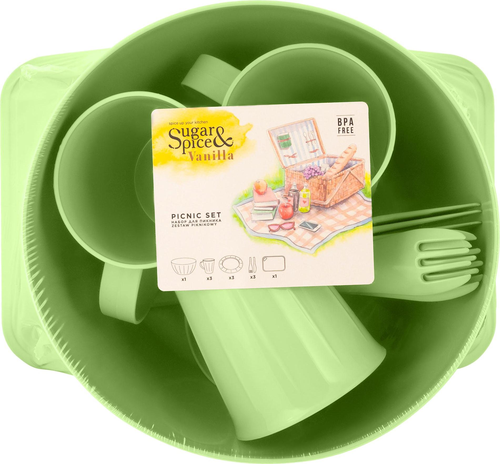 Набор для пикника Sugar&Spice Vanilla на 3 персон (14 предметов) фисташка, крупный план
