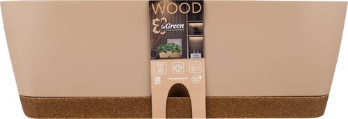 Балконный ящик Ingreen Wood 40 см молочный шоколад/бук, фотография