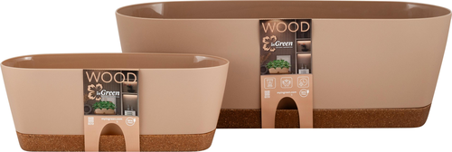 Балконный ящик Ingreen Wood 40 см молочный шоколад/бук, изображение