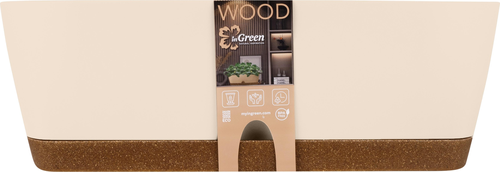Балконный ящик Ingreen Wood 40 см сливочный/бук, детальное фото