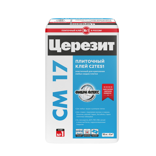Клей для плитки и керамогранита Церезит CM 17, серый, 25 кг, детальное фото