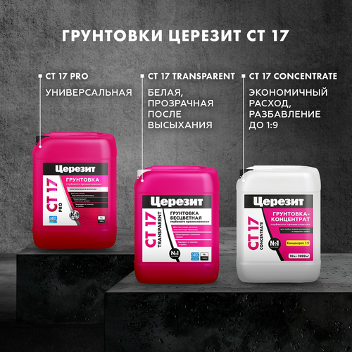 Грунтовка универсальная готовая Церезит CT 17 Transparent прозрачная 5 л, вид