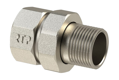 Американка прямая, латунь 3/4", никель, RTP, фотография