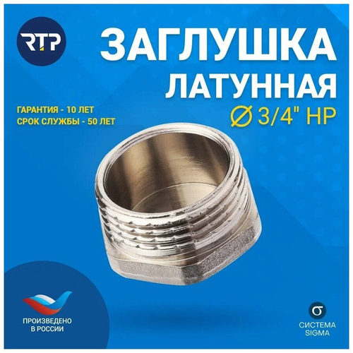 Заглушка RTP латунь наружная резьба 3/4" никель, картинка