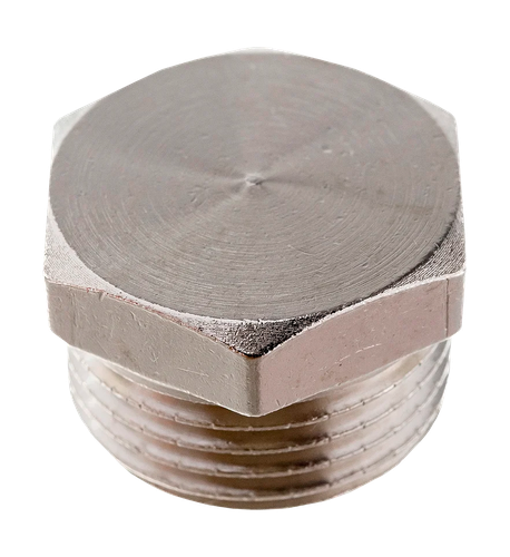 Заглушка, латунь, наружная резьба 3/8", никель, RTP, фотография