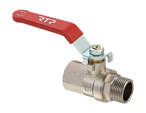 Кран шаровой ручка рычаг, латунь, внутренняя/наружная резьба 1/2",PN25 никель, RTP, картинка