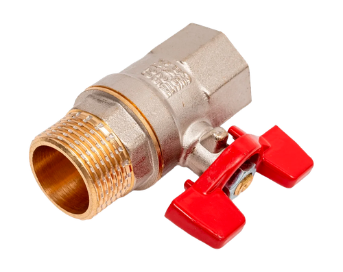 Кран шаровой ручка бабочка, латунь, внутренняя/наружная резьба 3/4",PN25 никель, RTP, картинка