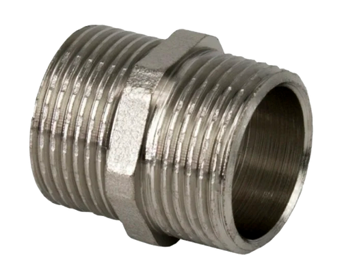 Ниппель, латунь, наружная резьба 3/8", никель, RTP, фото