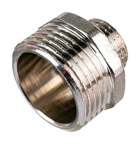 Ниппель переходной, латунь, наружная резьба 1"х1/2", никель, RTP, фотография