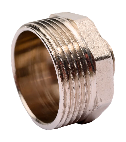 Ниппель переходной, латунь, наружная резьба 1 1/4"х1/2", никель, RTP, детальное фото