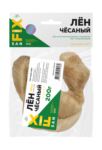Лён сантехнический чесаный, коса 200 гр., SANFIX, детальное фото