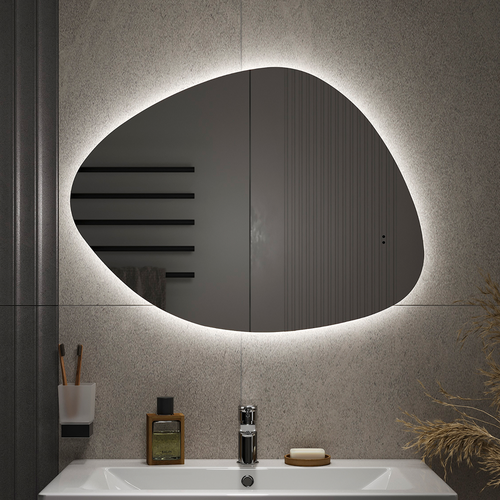 Зеркало для ванной комнаты  с LED подсветкой Люксо Classic 60 х 80 ассиметричное, картинка