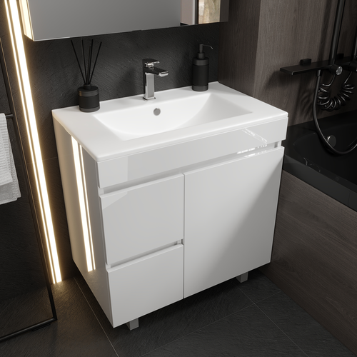Тумба напольная Nova Sanita Luxe Квадро с ящиками 77,5x74,1 см глянец белый (раковина к тумбе арт. 4341525), фото
