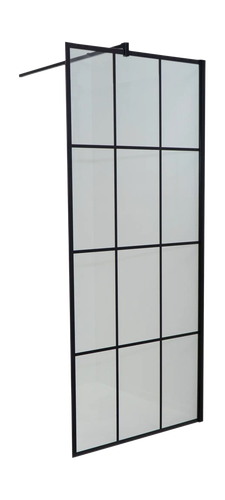 Душевая перегородка Wave 90G 195x90 см прозрачный с черной клеткой, изображение
