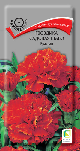 Семена Гвоздика садовая Шабо Красная 0,1 гр, детальное фото