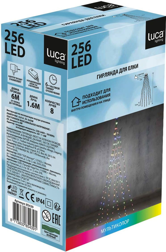 Гирлянда внутренняя занавес Хвост Luca Lighting 256 LED многоцветный 1,6 м, фото