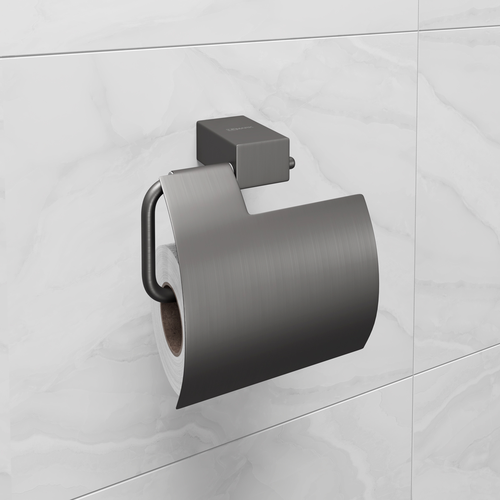Держатель для туалетной бумаги Lemark 9726012 SMOOTH LINE с крышкой, графит, детальное фото
