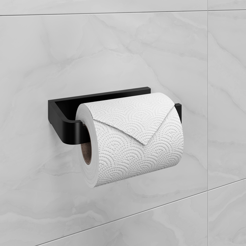 Держатель для туалетной бумаги Lemark 9722008 SMOOTH LINE открытый, чёрный матовый, фотография