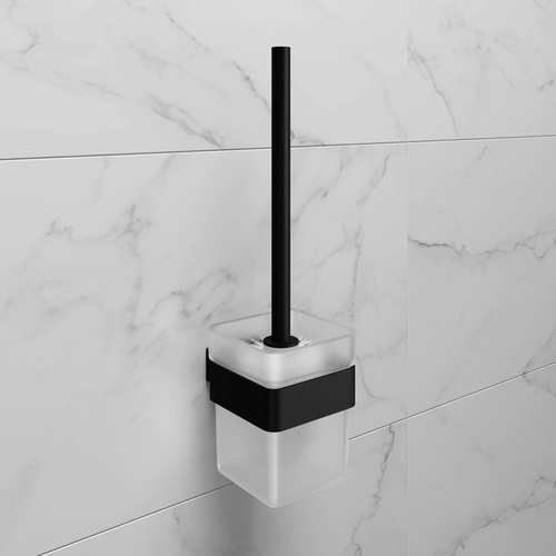 Ёршик для унитаза Lemark 9762020 SMOOTH LINE с держателем, чёрный матовый, изображение