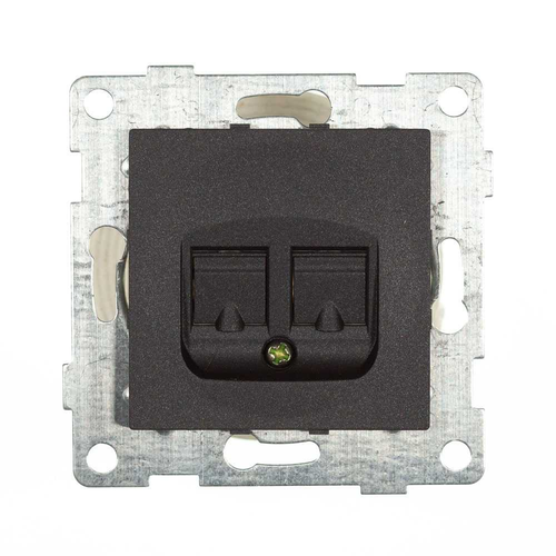 Розетка RJ-45 2 поста GUSI ELECTRIC BRAVO графит, крупный план
