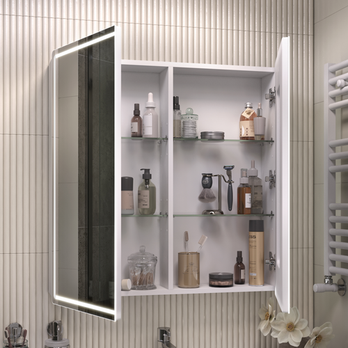 Шкаф навесной для ванной комнаты  с LED подсветкой Коста Comfort 80 с подогревом, детальное фото