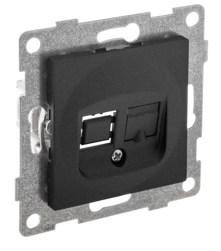 Розетка RJ-12 1 пост GUSI ELECTRIC BRAVO графит, фотография