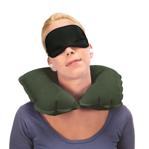 Подушка надувная дорожная Bestway Flocked Travel Pillow 37х24 см, изображение