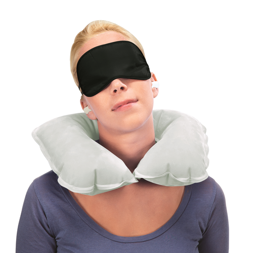 Подушка надувная дорожная Bestway Flocked Travel Pillow 37х24 см, картинка
