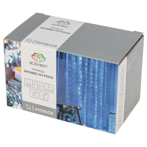 Гирлянда Дождь из росы, 600 LED, белый, 6х3м, фото