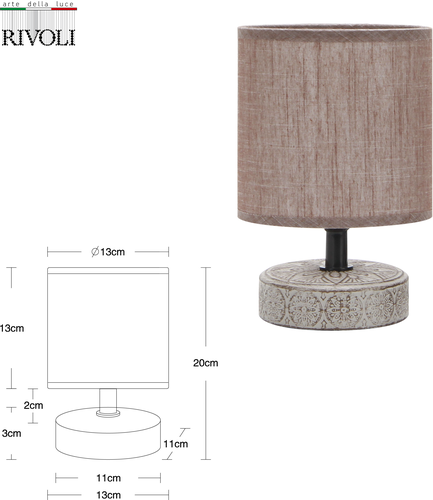 Настольная лампа Rivoli ELEANOR Б0057270 E14, Коричневый, картинка