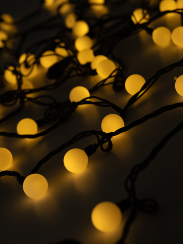 Гирлянда уличная "Шарики", 100 LED, теплый белый, 15м, соединяемая до 3-хшт, вид