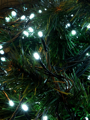 Электрогирлянда Нить 100 белых LED, 10м, 8 режимов, IP44, крупный план