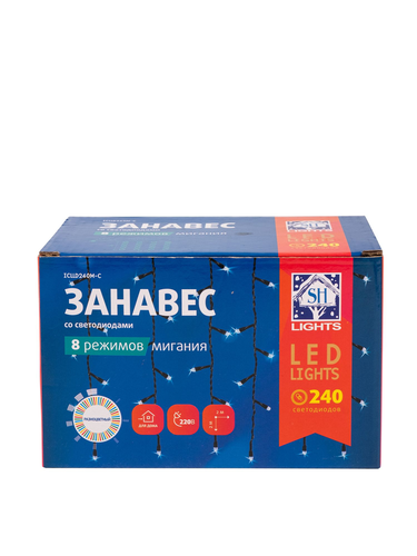 Гирлянда внутренняя занавес SH LIGHTS 240 LED многоцветный 2 м, вид