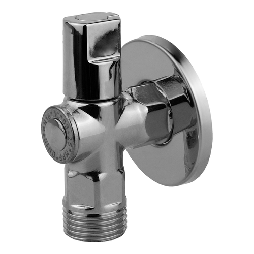 Кран шаровой угловой MPF D 1/2"н/н универсальный латунь хром, крупный план