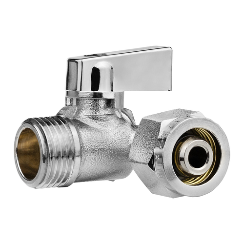Кран шаровой трёхпроходной MPF D 16х1/2"х16 латунь никель, детальное фото