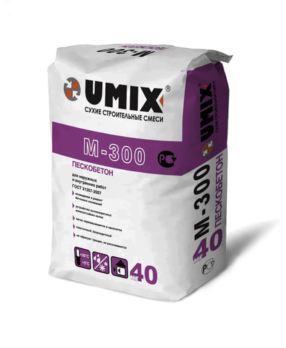 Пескобетон ГОСТ M-300 UMIX 40 кг, крупный план