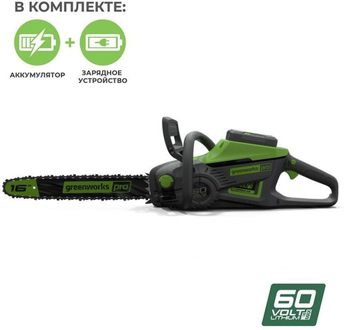Пила аккумуляторная GREENWORKS GD60CS40K2 2 Ач 60В 40 см, детальное фото