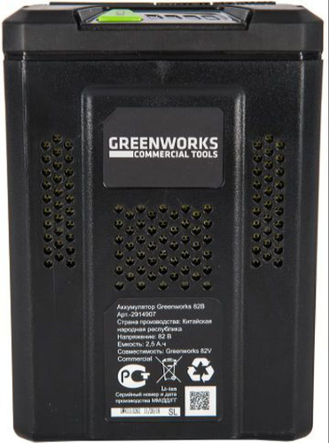 Батарея аккумуляторная GREENWORKS 82В 2,5Ач, G82B2, детальное фото