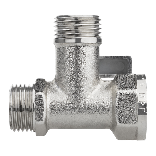 Кран шаровой трёхпроходной MPF D 1/2" х 1/2" х 1/2" латунь никель, картинка