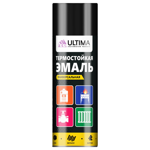 Эмаль аэрозольная термостойкая ULTIMA 520 мл чёрная, изображение