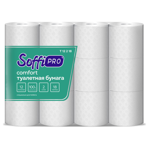 Туалетная бумага Soffipro, 2сл, 12 рулонов, крупный план