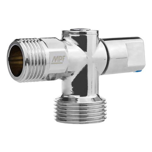 Кран шаровой угловой MPF D 1/2"х3/4" наружная резьба латунь хром, картинка