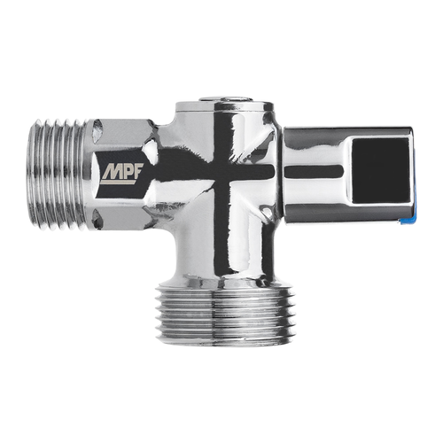 Кран шаровой угловой MPF D 1/2"х3/4" наружная резьба латунь хром, детальное фото