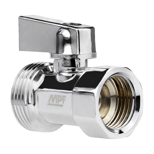 Кран шаровой MPF D 1/2" х 3/4"латунь хром, крупный план