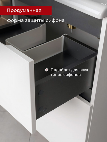 Тумба под раковину NabegatakiI Tokito подвесная 60x60 см белая, детальное фото