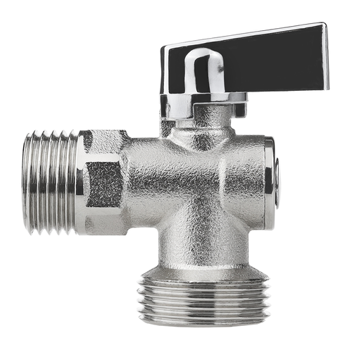 Кран шаровой угловой MasterProf D 1/2"х3/4" латунь никель, крупный план