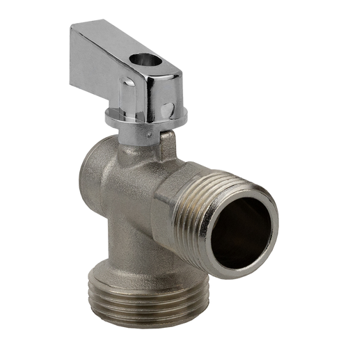 Кран шаровой угловой MasterProf D 1/2"х3/4" латунь никель, крупный план