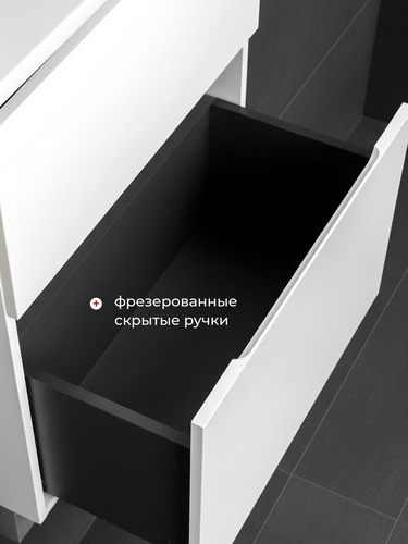 Тумба под раковину NabegatakiI Tokito подвесная 85x60 см белая (раковина к тумбе арт.878830), крупный план