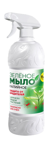 Зеленое мыло (калиевое) ДАЧНЫЙ ПОМОЩНИК, пульверизатор, 1000мл кругл.бут., крупный план
